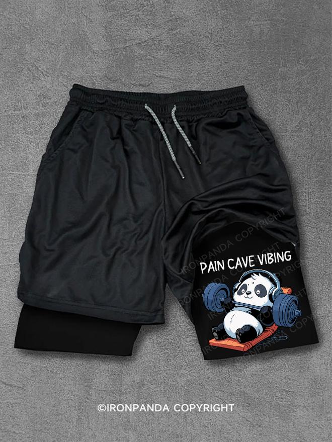 Pain cave vibing panda Performance Training Shorts