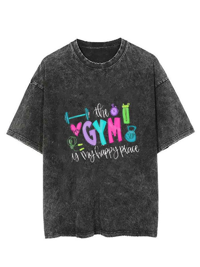 GYM IS MY HAPPY TIME VINTAGE GYM SHIRT