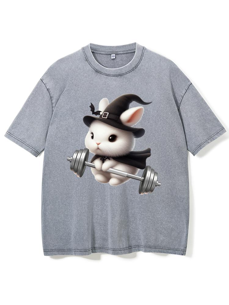 WITCH RABBIT LIFTING Washed Gym Shirt