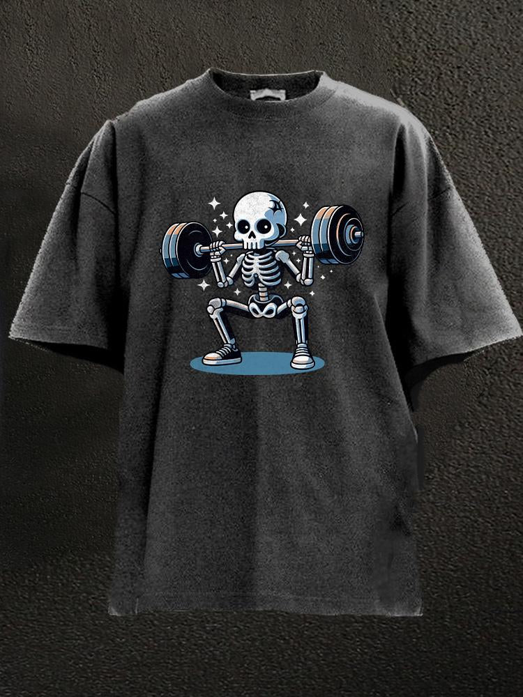 squatting skeleton Washed Gym Shirt