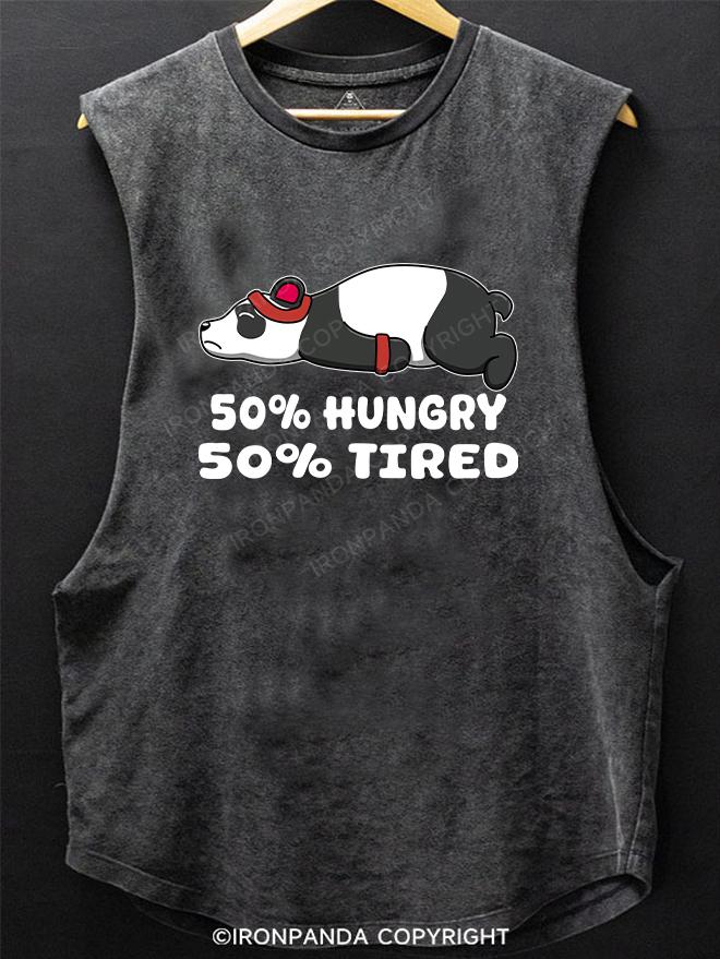 50% Hungry 50% Tired panda SCOOP BOTTOM COTTON TANK