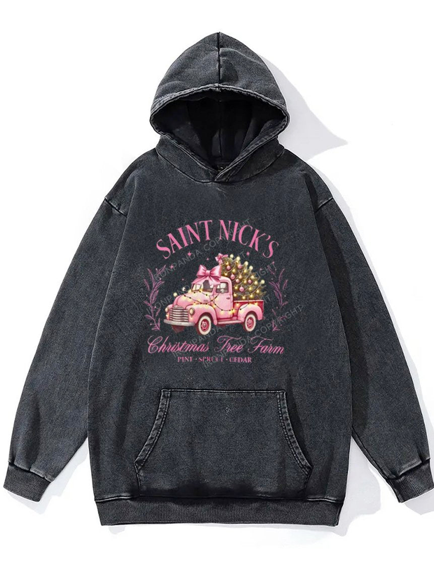 Saint Nicks Christmas Tree Farm Washed Gym Hoodie