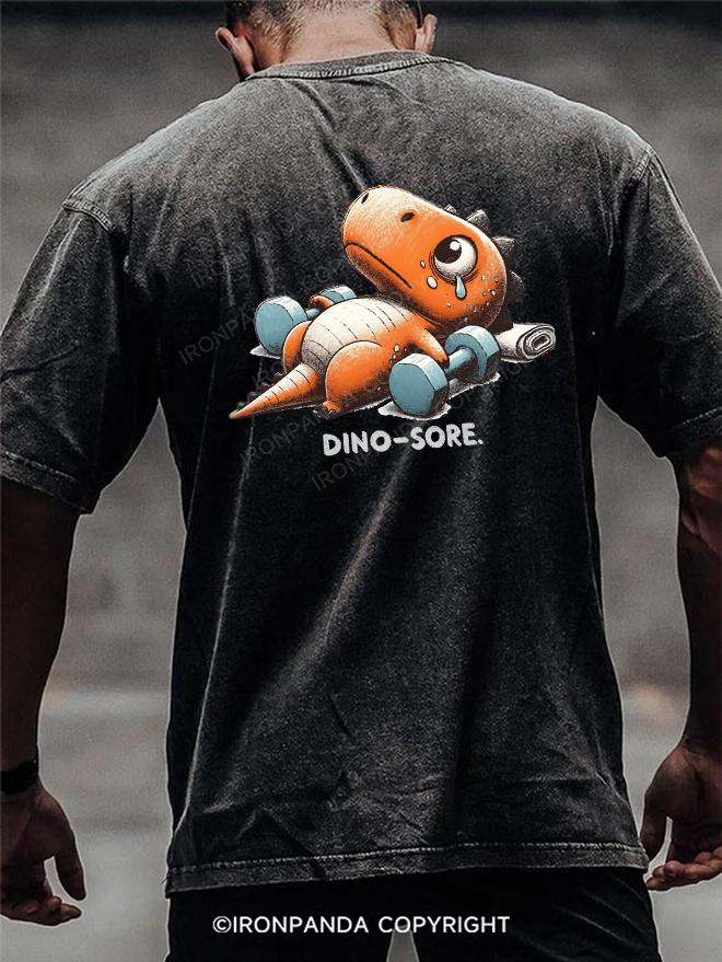 Dino-Sore After Workout back printed Washed Gym Shirt