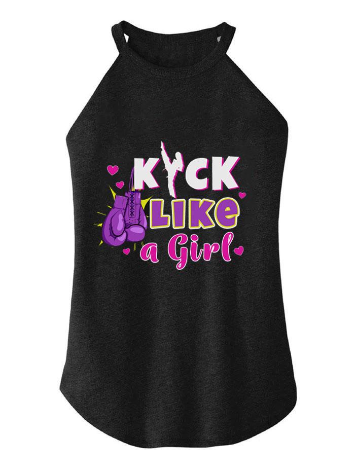 KICK LIKE A GIRL TRI ROCKER COTTON TANK