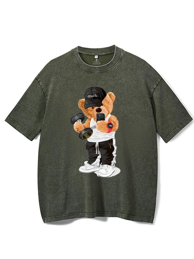 bear doll fitness selfie Washed Gym Shirt