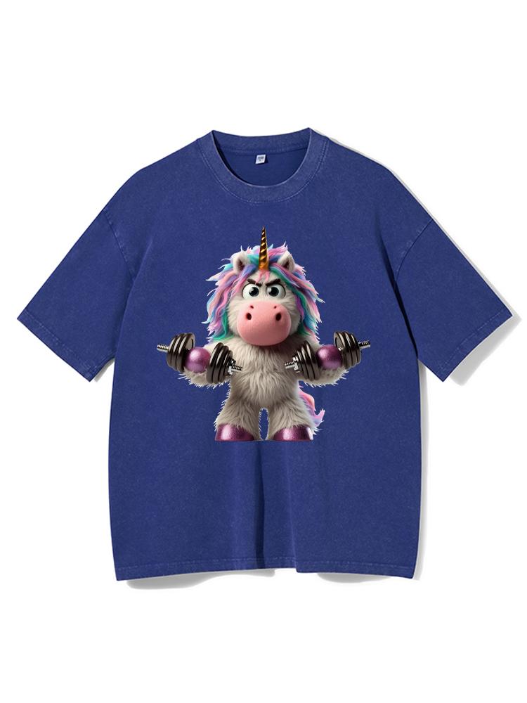 Unicorn Weightlifting Washed Gym Shirt