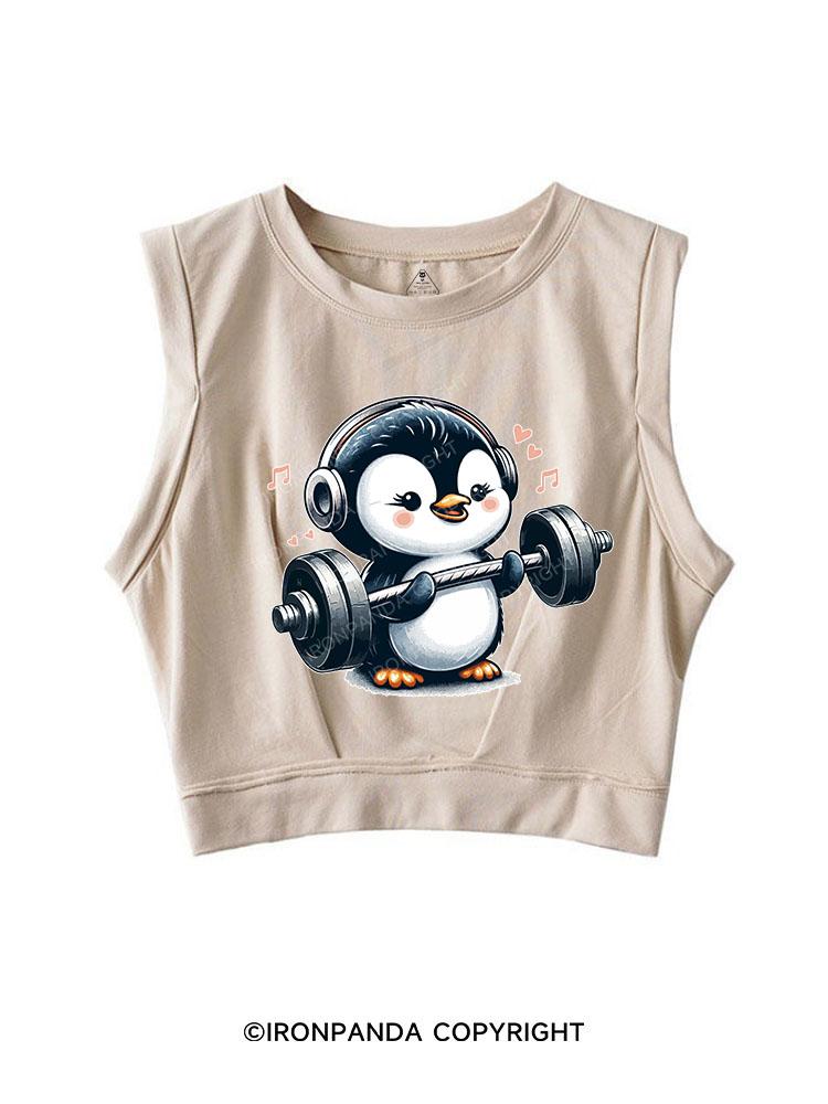 PENGUIN WEIGHTLIFTING SLEEVELESS CROP TOPS