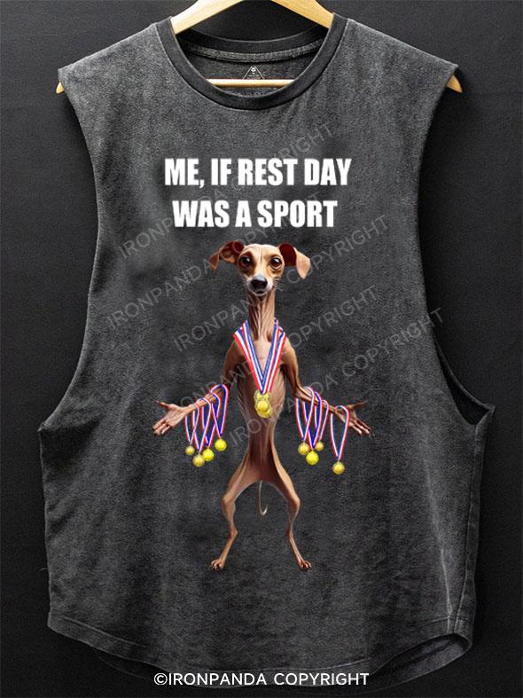 me,if rest day was a sport SCOOP BOTTOM COTTON TANK