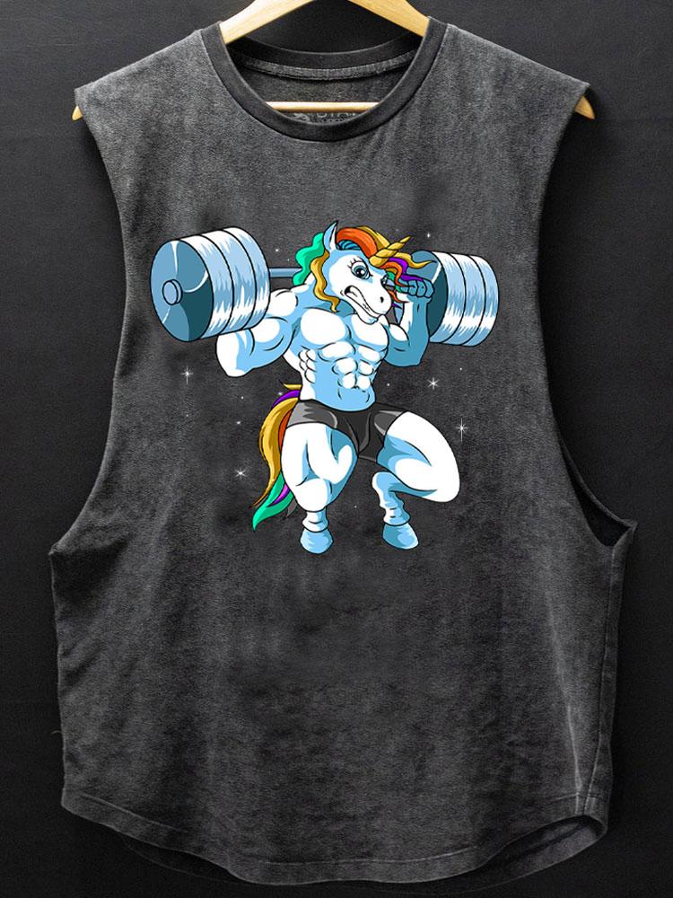 squatting unicorn SCOOP BOTTOM COTTON TANK