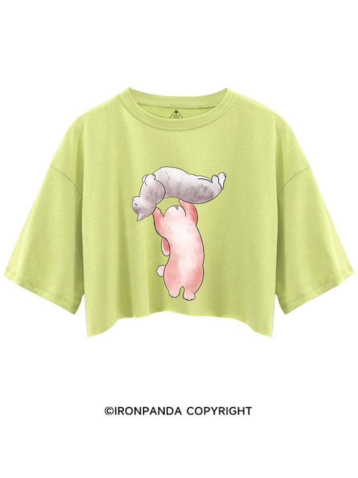 RABBIT LIFTING CAT CROP TOPS