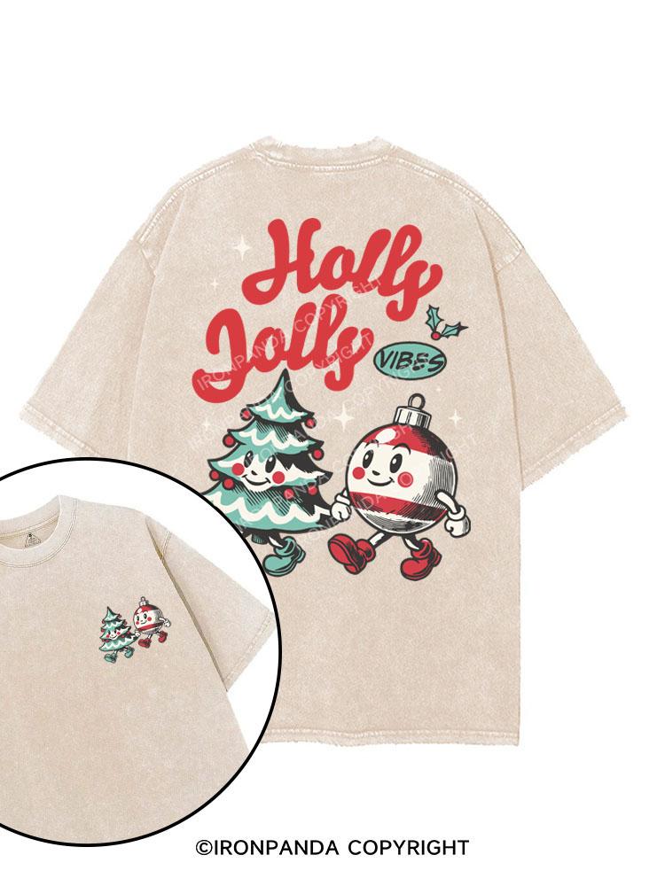 HOLLY JOLLY VIBES printed Gym Shirt