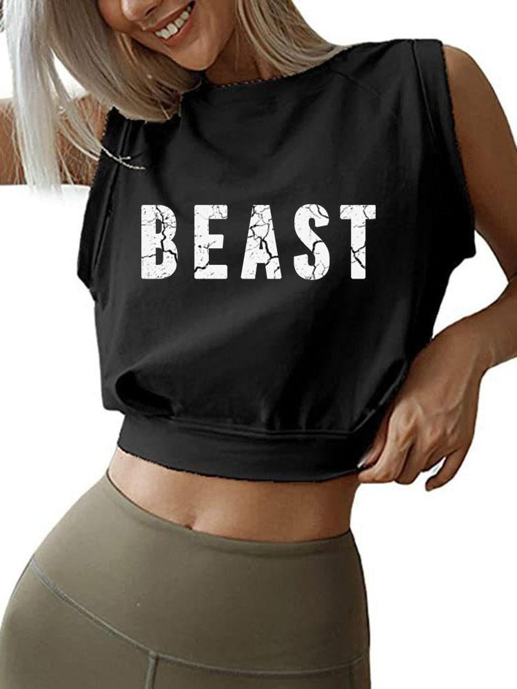 BEAST SLEEVELESS CROP TOPS