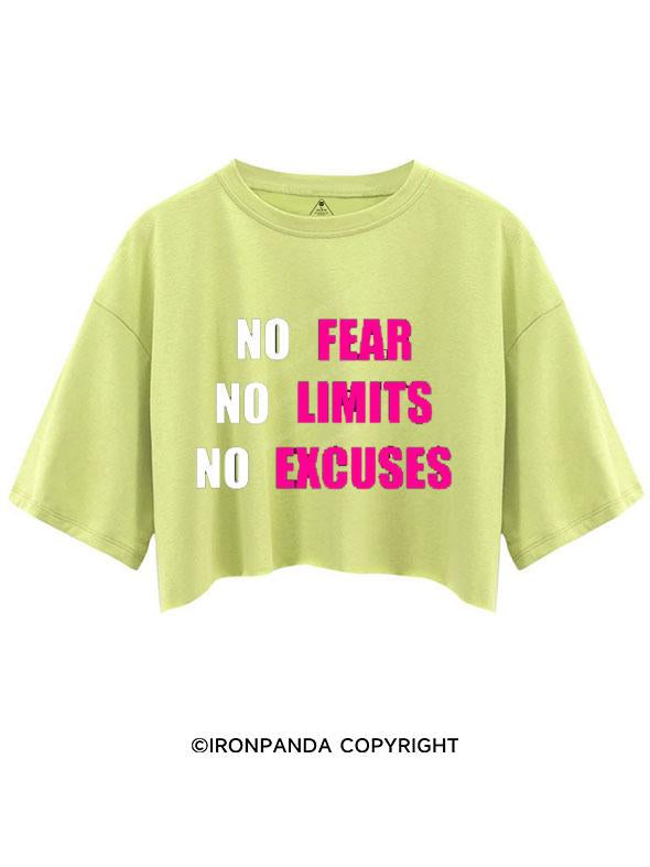 NO FEAR NO LIMIT NO EXCUSES CROP TOPS