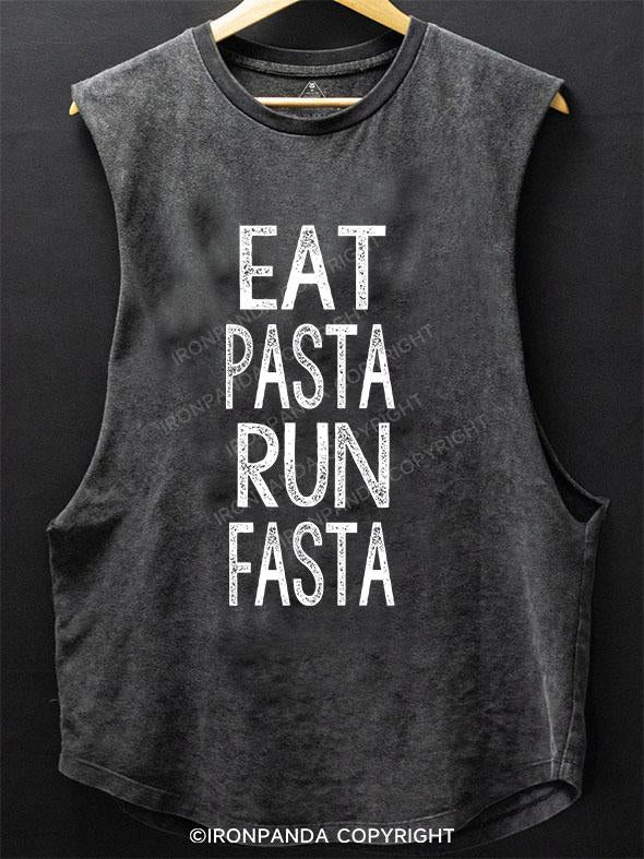 EAT PASTA RUN FASTA SCOOP BOTTOM COTTON TANK