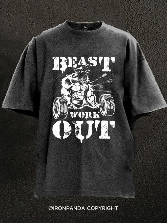 BEAST WORKOUT Washed Gym Shirt