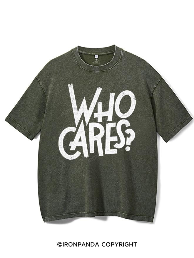 WHO CARES VINTAGE GYM SHIRT