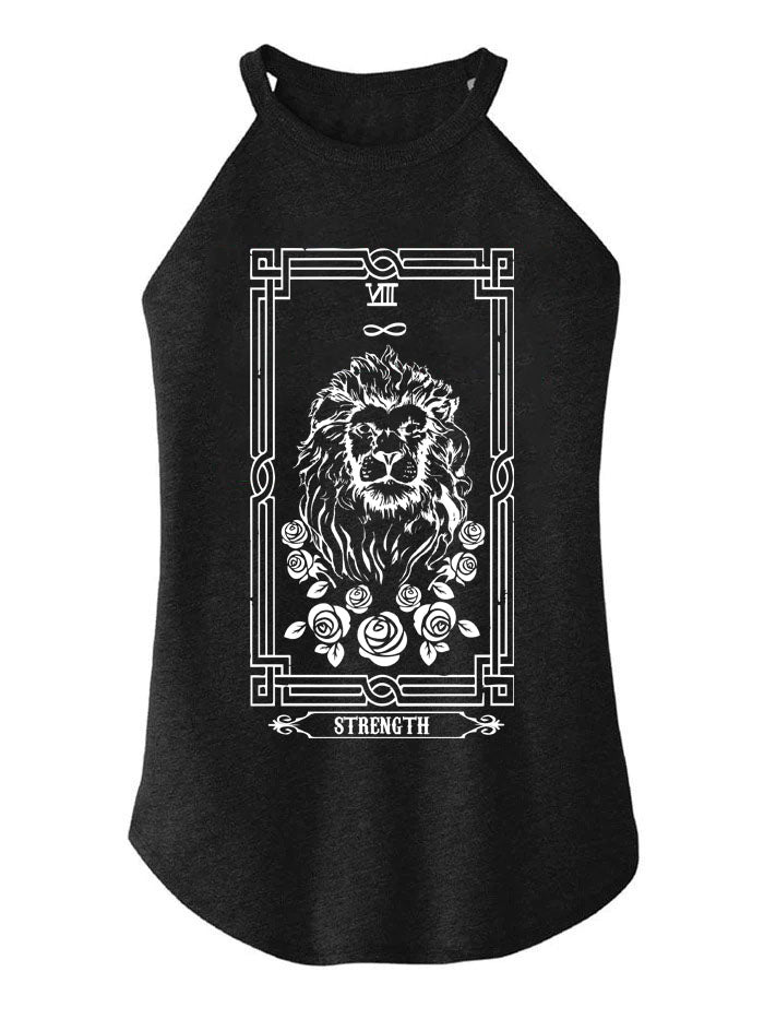 The lion strength tarot card TRI ROCKER COTTON TANK