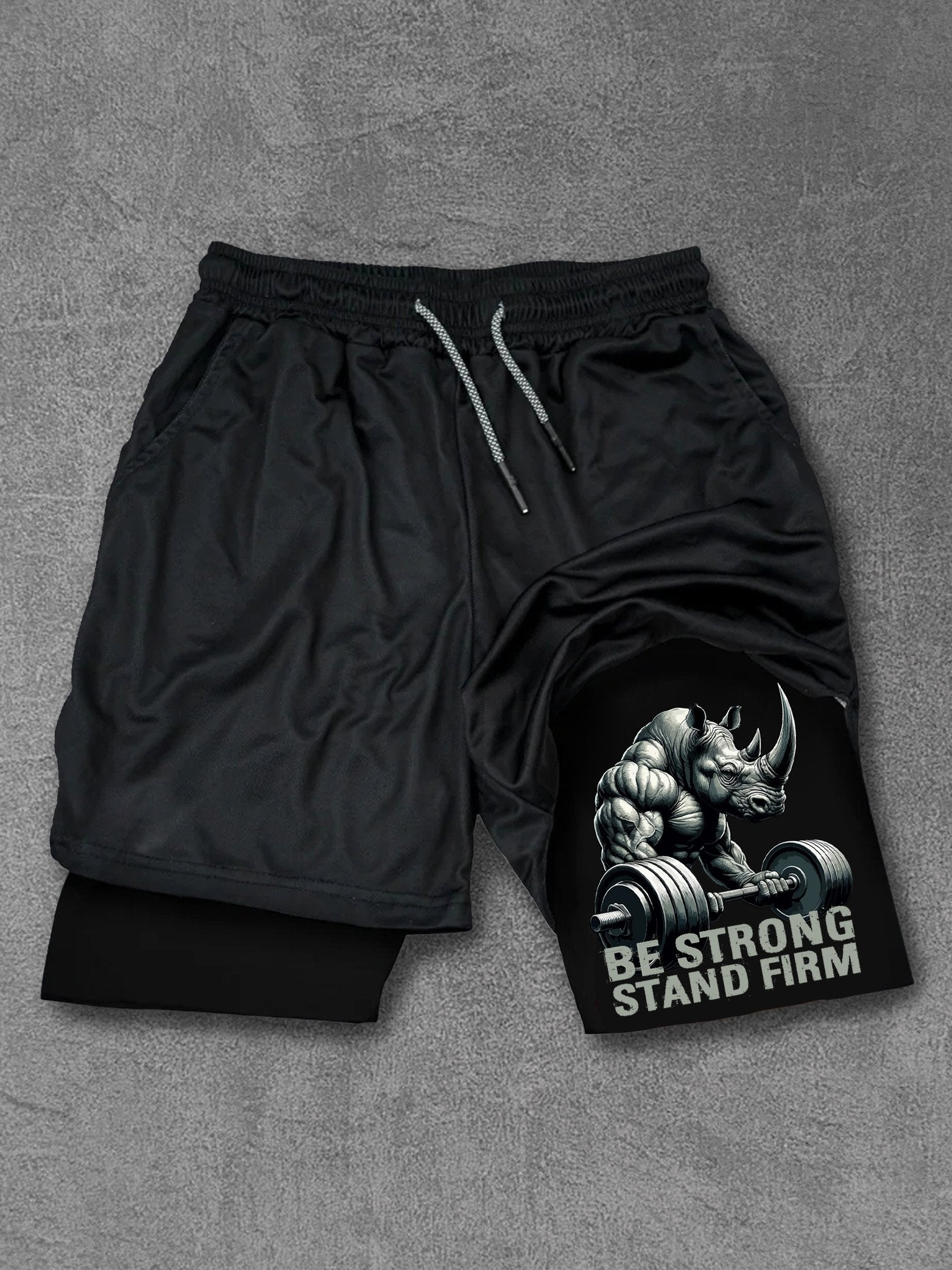 be strong stand firm muscular rhino Performance Training Shorts