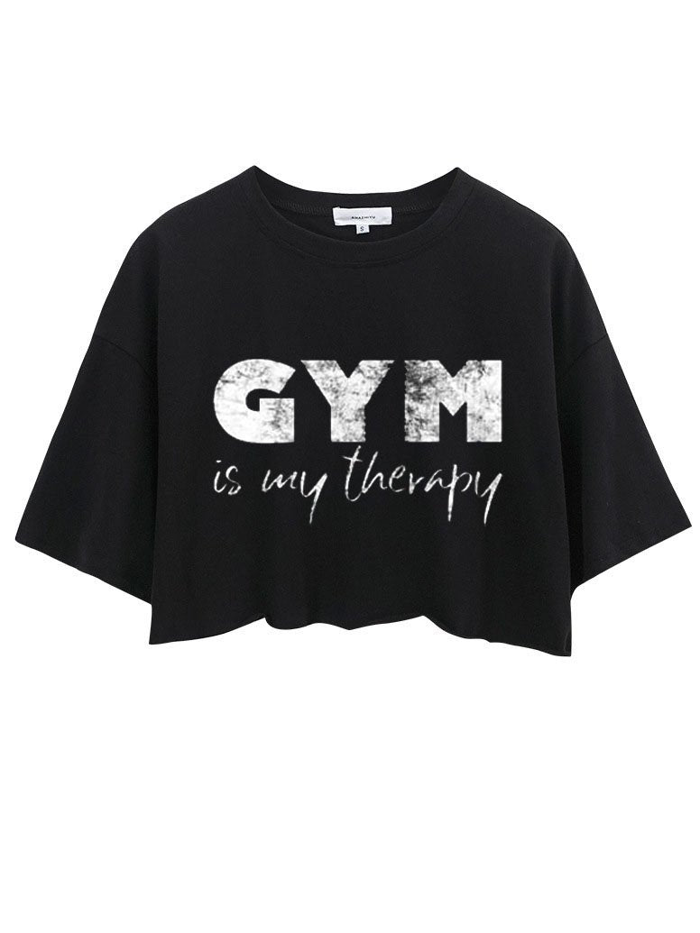 GYM IS MY THERAPY CROP TOPS