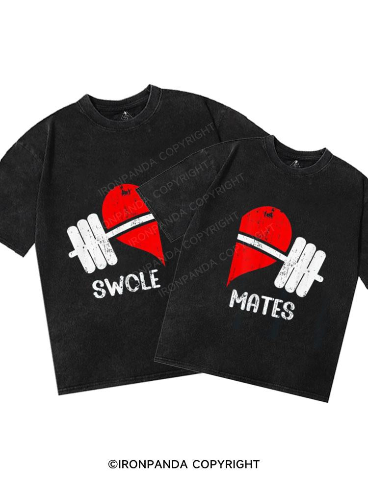 Swole Mates Washed Matching Couple Gym Shirt