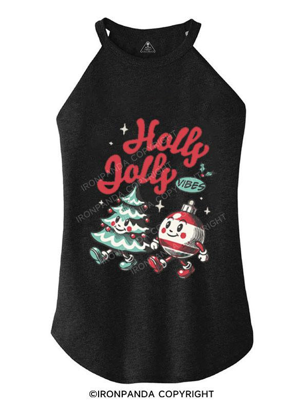 HOLLY JOLLY VIBES TRI ROCKER COTTON TANK