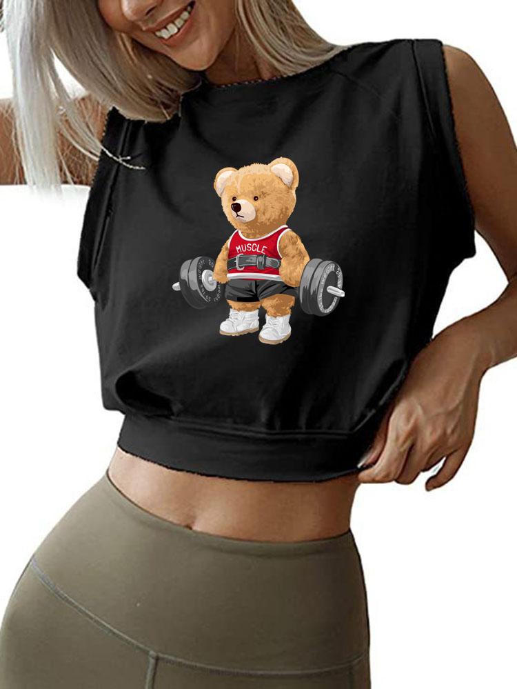 EXERCISE BEAR  SLEEVELESS CROP TOPS