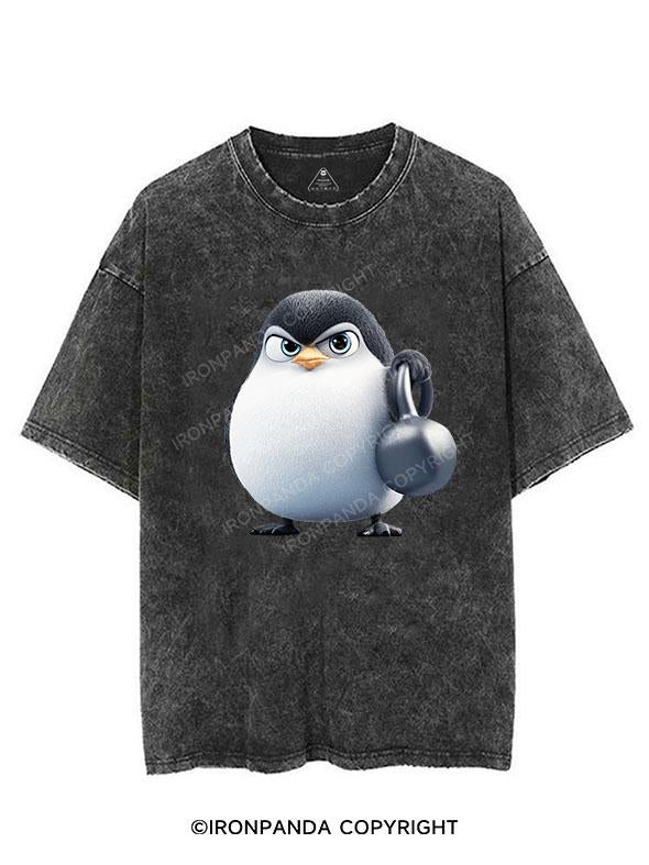 KETTLEBELL-WIELDING PENGUIN VINTAGE GYM SHIRT