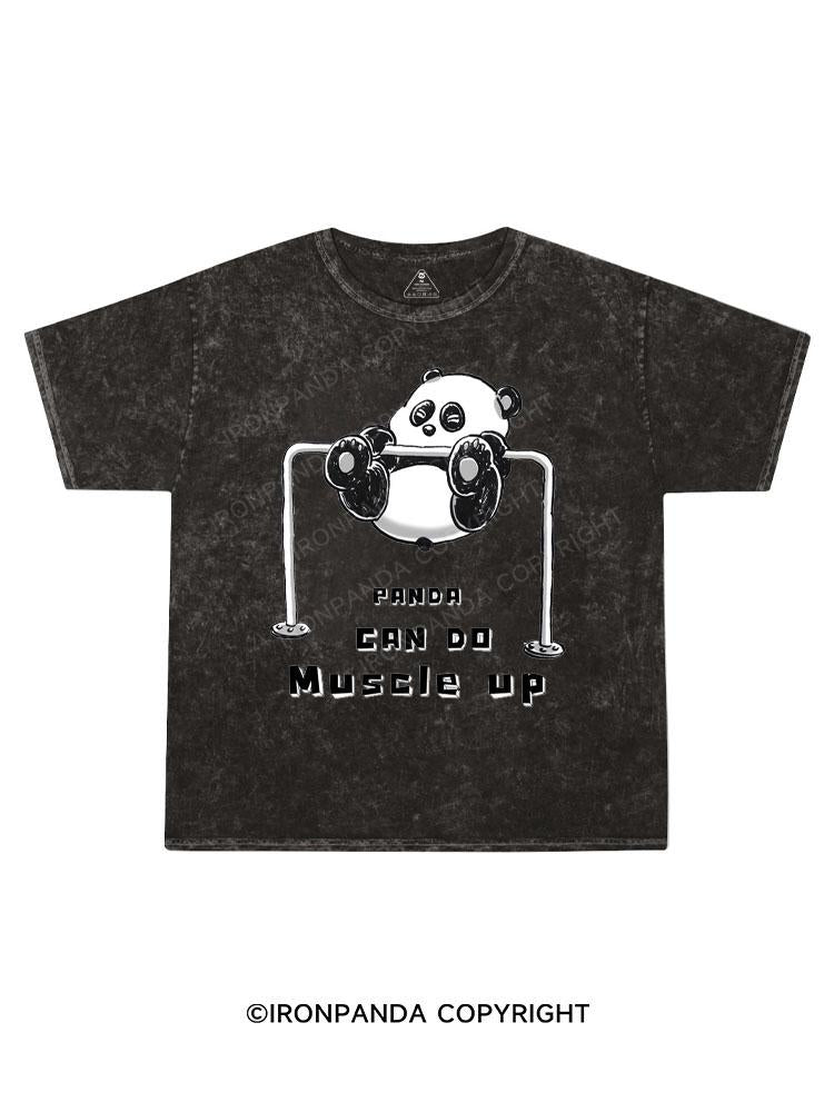 Panda can do muscle up Kids Washed T-Shirt