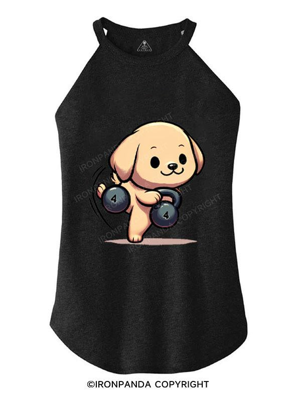 KETTLEBELL WORKOUT DOGGY TRI ROCKER COTTON TANK