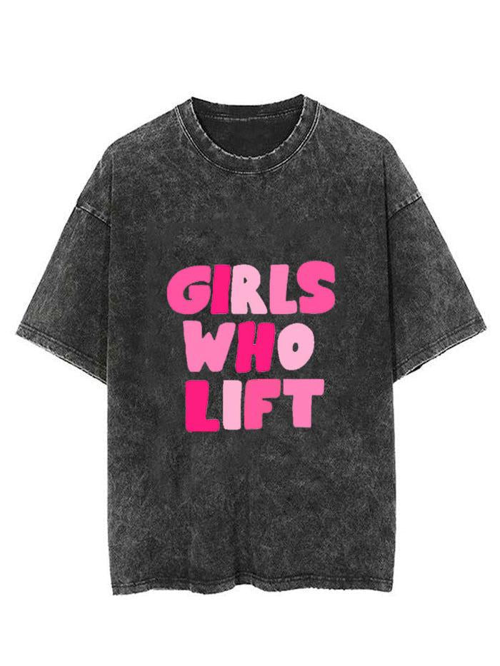 girls who lift pink Vintage Gym Shirt