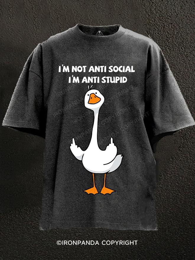 I'm not Anti Social I'm Anti Stupid Washed Gym Shirt