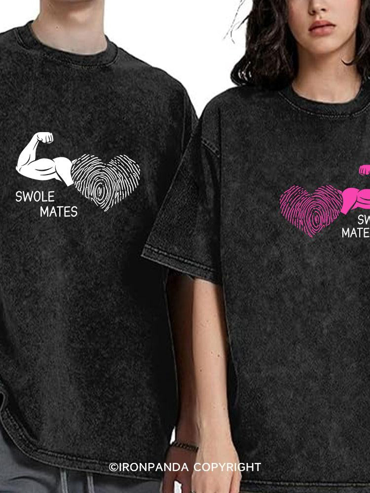 Swole Mates Washed Matching Couple Gym Shirt