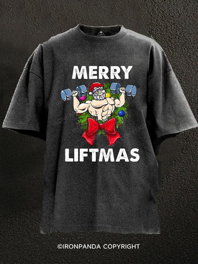 Merry Liftmas Santa Workout Washed Gym Shirt