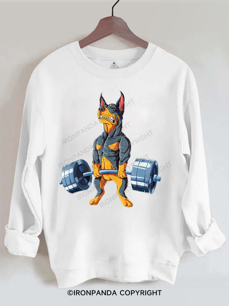 Doberman Weightlifting Gym Sweatshirt