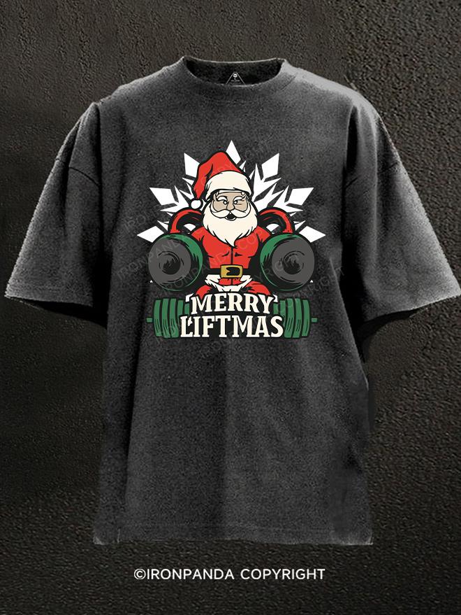 merry liftmas ugly christmas Washed Gym Shirt