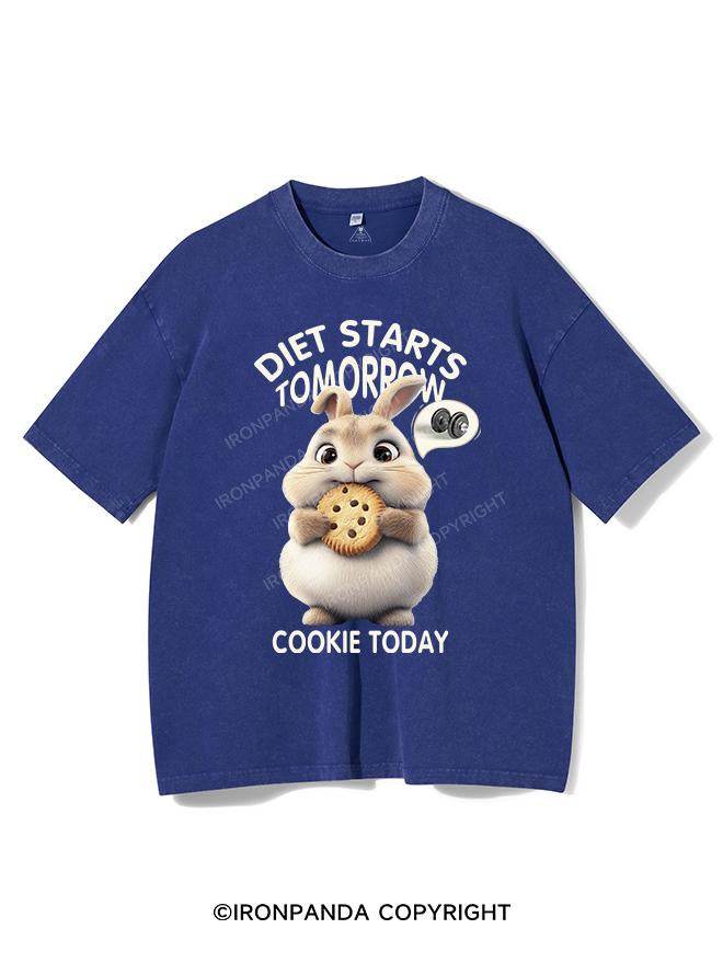 DIET STARTS TOMORROW COOKIE TODAY BUNNY VINTAGE GYM SHIRT