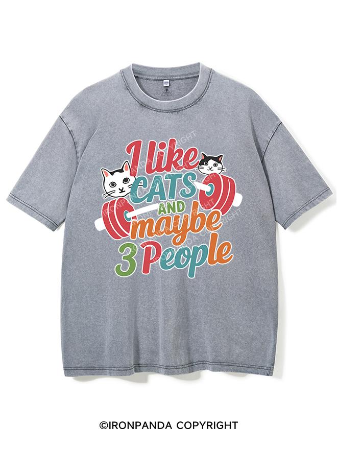 I LIKE CATS AND MAYBE 3 PEOPLE VINTAGE GYM SHIRT