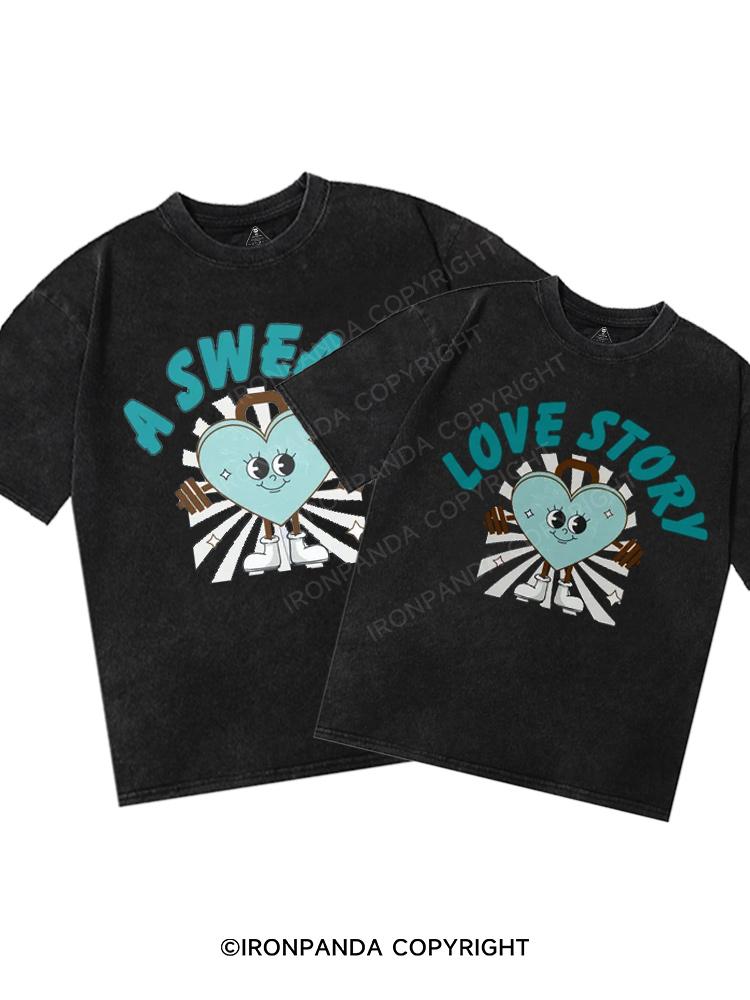 A Sweaty Love Story Washed Matching Couple Gym Shirt