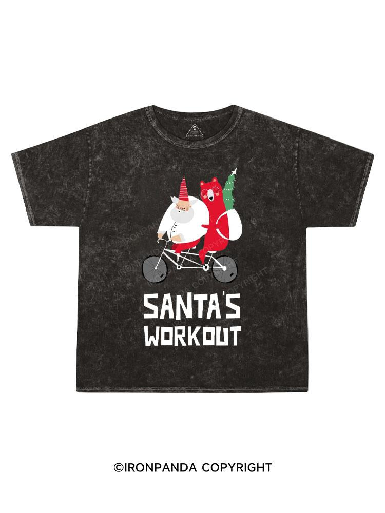 Santa workout Kids Washed T-Shirt