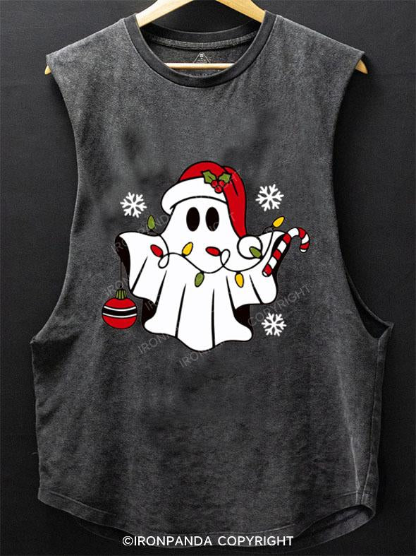 GHOSTING IN A HOLLY JOLLY MOOD SCOOP BOTTOM COTTON TANK