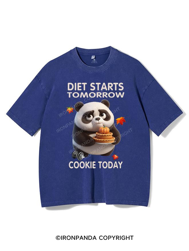 DIET STARTS TOMORROW COOKIE TODAY PANDA VINTAGE GYM SHIRT