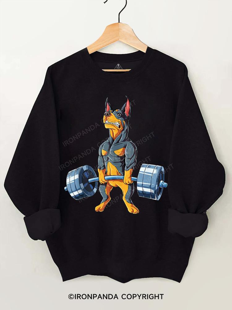 Doberman Weightlifting Gym Sweatshirt