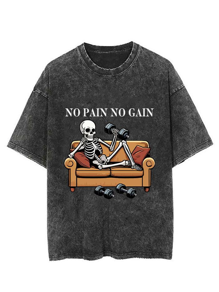 NO PAIN NO GAIN SKELETON VINTAGE GYM SHIRT