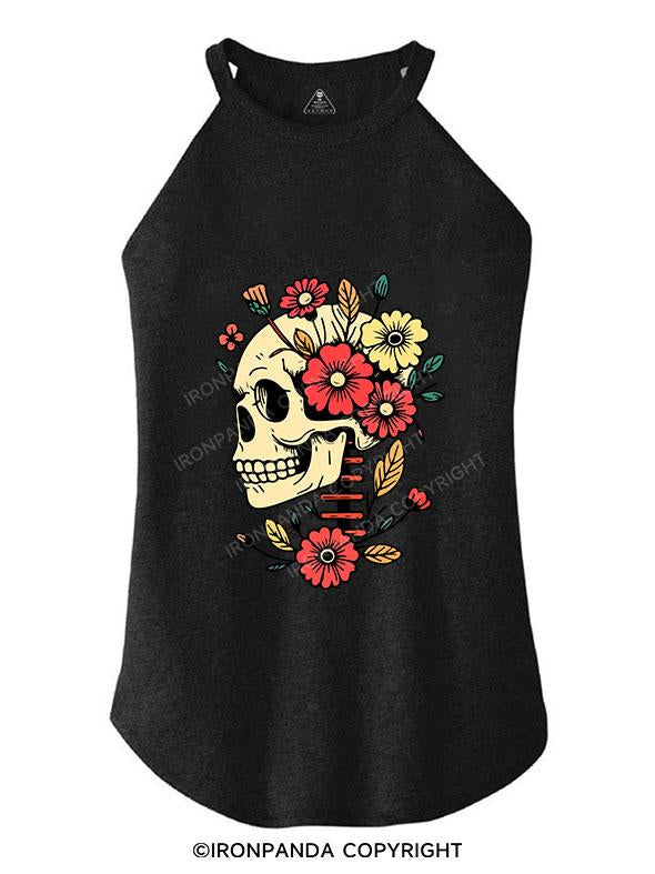 SKELETON FILLED WITH FLOWERS TRI ROCKER COTTON TANK