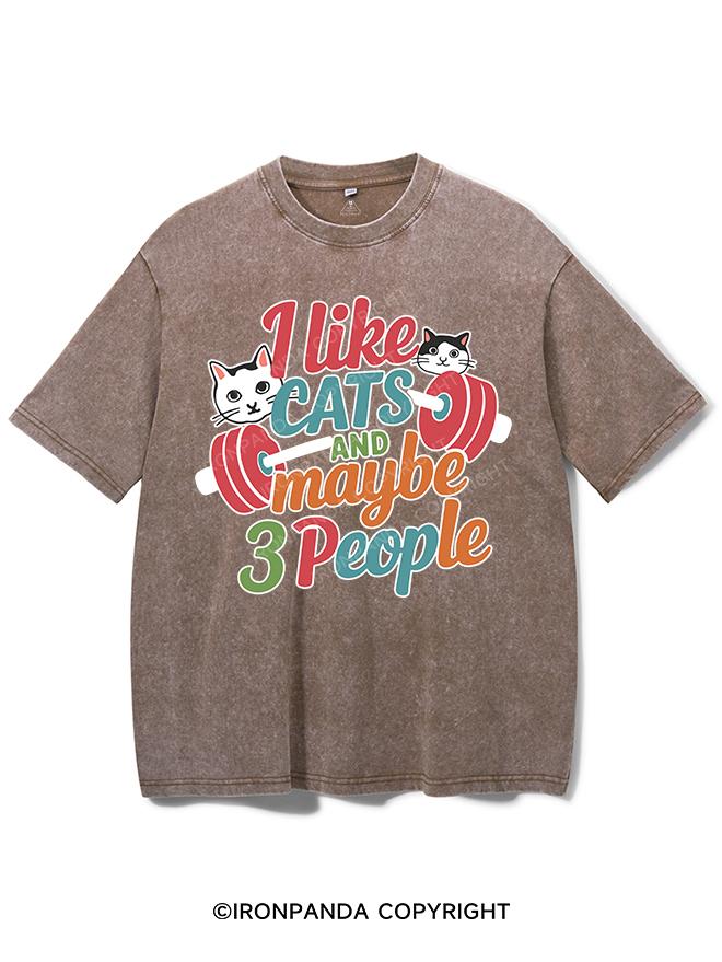 I LIKE CATS AND MAYBE 3 PEOPLE VINTAGE GYM SHIRT