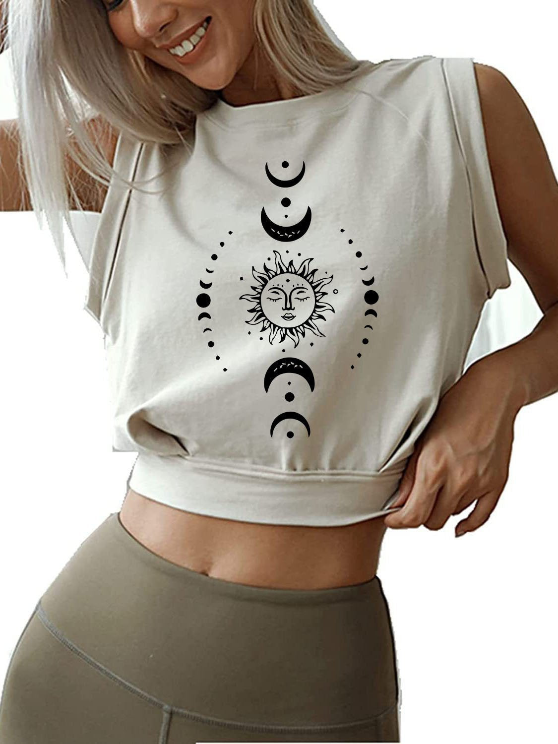 YOGA MOON Sleeveless Crop Tops