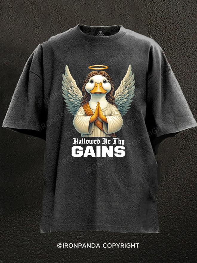 Hallowed Be Thy Gains Washed Gym Shirt