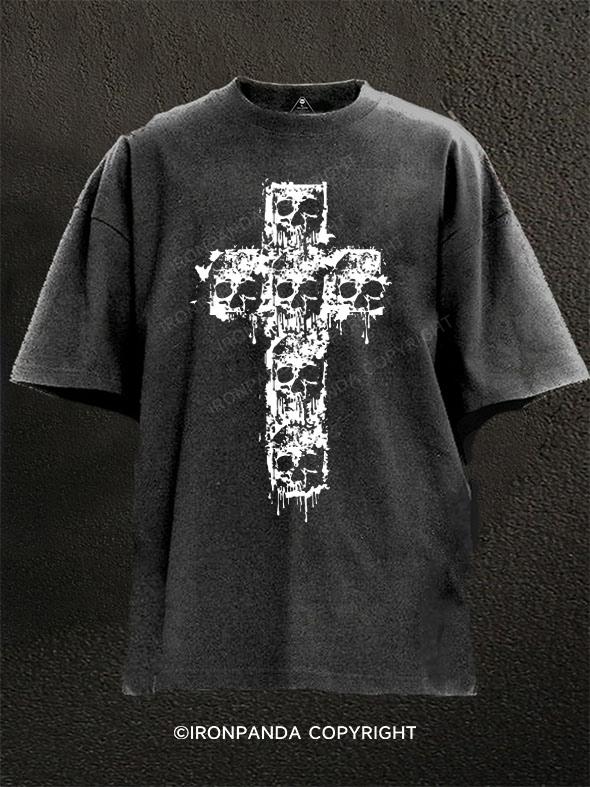 cross skull chrisitan Washed Gym Shirt