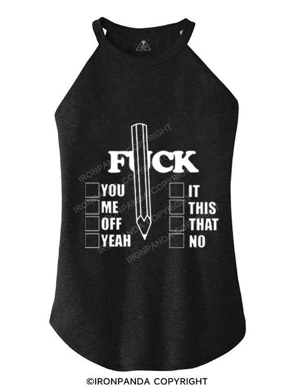 PICK YOUR FUCKING MOOD TRI ROCKER COTTON TANK