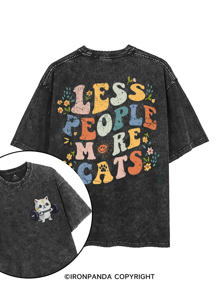 Less People More Cats printed Gym Shirt